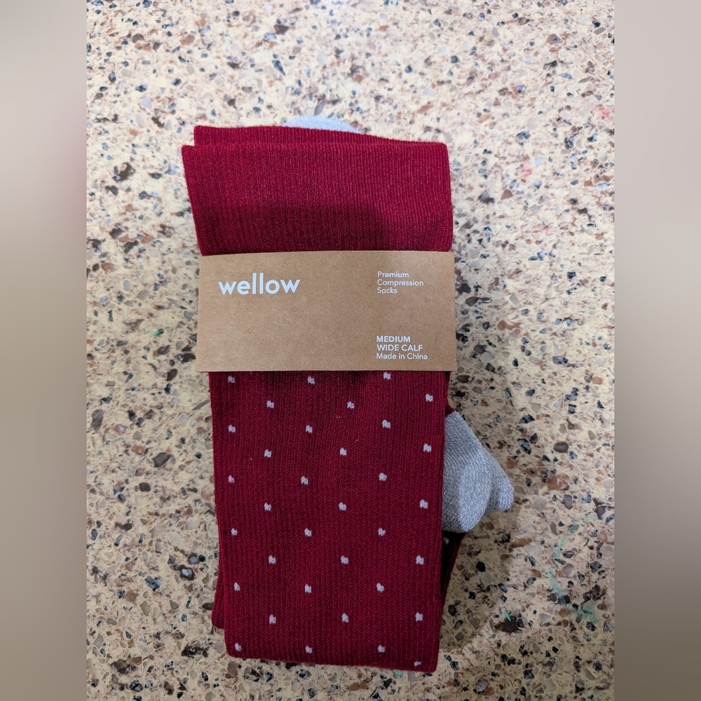 Red Polka Dot Knit Dress Socks